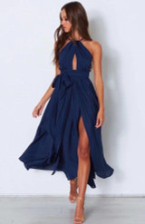 Sexy Hanging Neck Wrapped Chest Holiday Beach Dress