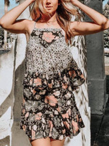 Print Spaghetti Strap Beach Boho Mini Dress