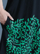 Print Round Neck Short Sleeve Loose Midi Dress