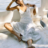 Polka Dot Spaghetti Strap Beach Maxi Dress