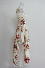 Print Spaghetti Strap Irregular Maxi Dress