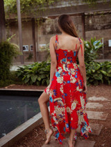 Print Spaghetti Strap Irregular Maxi Dress