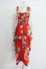 Print Spaghetti Strap Irregular Maxi Dress