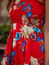 Print Spaghetti Strap Irregular Maxi Dress
