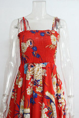 Print Spaghetti Strap Irregular Maxi Dress