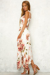 Print Spaghetti Strap Irregular Maxi Dress