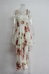 Print Spaghetti Strap Irregular Maxi Dress