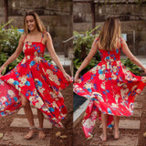 Print Spaghetti Strap Irregular Maxi Dress