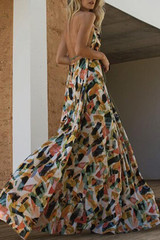 Print Backless Beach Bohemia Maxi Dress