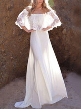Lace Off-The-Shoulder Beach Dress Cover-Up Lace Off-The-Shoulder Beach Dress Cover-Up