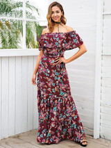 Floral Print Off Shoulder Beach Maxi Dress Floral Print Off Shoulder Beach Maxi Dress