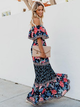 Floral Off Shoulder Beach Maxi Dress Floral Off Shoulder Beach Maxi Dress