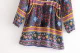Bohemian tie printed beach dress