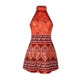 Boho Floral Backless Printed Beach Mini Dress