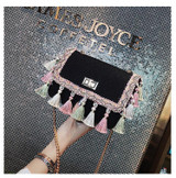 2018 Tassel Mini Chain Canvas Shoulder Crossbody Bag