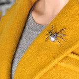 Silver Plated Spider Brooch