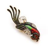 Enamel Crystal Parrot Brooch