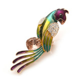 Enamel Crystal Parrot Brooch