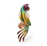 Enamel Crystal Parrot Brooch