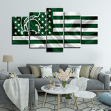 Michigan State Spartans Football American Flag Canvas
