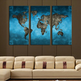 Unframed 3 Panels Abstract Blue Map Landscape HD Picture Canvas Print Painting Modern Canvas Wall Art Gift For Home Decoration