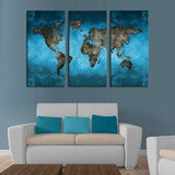 Unframed 3 Panels Abstract Blue Map Landscape HD Picture Canvas Print Painting Modern Canvas Wall Art Gift For Home Decoration