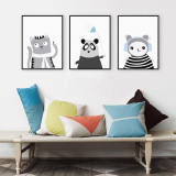 Triptych Black White Kawaii Animals Panda Cat A4 Art Prints Poster Nursery Wall Picture Canvas Painting Kids Room Decor No Frame Triptych Black White Kawaii Animals Panda Cat A4 Art Prints Poster Nursery Wall Picture Canvas Painting Kids Room Decor No Frame
