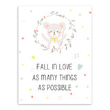 Modern Kawaii Animals Bear Elephant Quote Canvas A4 Art Print Poster Nursery Wall Picture Kids Baby Room Decor Painting No Frame