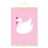 Pink Kawaii Animal Cute Swan Wood Framed Canvas Painting Home Kids Baby Room Decor Nuresery Wall Art Print Picture Poster Scroll