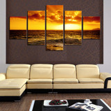 Unframed 5 Piece Setting Sun Ocean Seascape Modern Home Wall Decor Canvas Picture Art HD Print Painting On Canvas For Home Decor