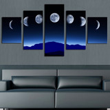 Unframed 5 Panels Abstract Blue Sky Moon Wall Art HD Picture Print On Canvas Painting For Home Decor