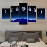 Unframed 5 Panels Abstract Blue Sky Moon Wall Art HD Picture Print On Canvas Painting For Home Decor