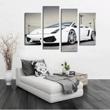 4 Pcs (No Frame)White Sports Car Wall Art painting Home Decoration Living Room Canvas Print Painting on canvas Wall picture