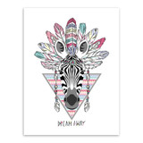 Indian Animals Head Hippie Fashion Deer Horse Zebra A4 Large Art Print Poster Wall Pictures Canvas Painting No Framed Home Decor