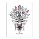 Indian Animals Head Hippie Fashion Deer Horse Zebra A4 Large Art Print Poster Wall Pictures Canvas Painting No Framed Home Decor