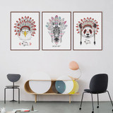 Indian Animals Head Hippie Fashion Deer Horse Zebra A4 Large Art Print Poster Wall Pictures Canvas Painting No Framed Home Decor