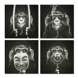 Wall Halloween Canvas Arts Pictures With Framed For Home Decor Ready To Hang Monkey 4P