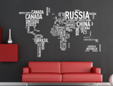 Words World map  wall decor Vinyl