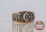 Vegvísir Ring - Odin Collection, Bronze
