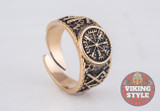 Vegvísir Ring - Odin Collection, Bronze