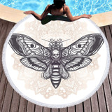 White Death Moth Round Beach Towel