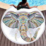 Color Elephant Round Beach Towel