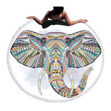 Color Elephant Round Beach Towel