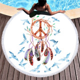 Peace Dreamcatcher Round Beach Towel