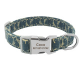 Collar Nylon Floral Engraved Pet Puppy