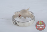 Fenrir Ring - Red Gemstone, 925 Silver
