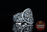 Vegvísir Ring - Wolf, 925 Silver
