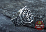 Vegvísir Ring - Wolf, 925 Silver