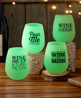 Stemless Wine Glasses Unbreakable Shatterproof Funny Modern Glow-in-the-Dark (Set of 4)