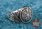 Vegvísir Ring - Ravens, 925 Silver
